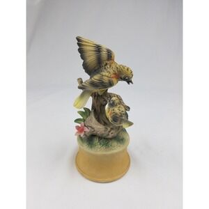 Vtg Shafford birds figurine music box mom & baby Japan home decor farmhouse